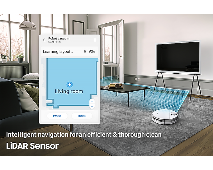 Samsung Robot Vacuum Jet Bot+ With Built-In Clean Station White VR30T85513W/EU (Renewed)