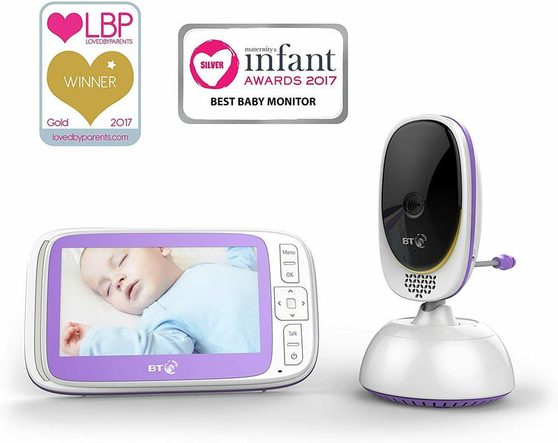 BT Video Baby Monitor 6000 With 5'' Colour Screen 5 Lullabies And Remote Control (Renewed)