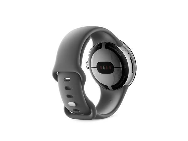 Google Pixel Watch LTE 41mm Polished Silver Stainless Steel Charcoal Active Band (New / Open Box)