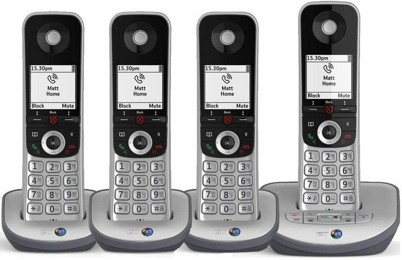 BT Advanced Z Quad Digital Cordless Phone Answering Machine Call Blocking Silver (New)