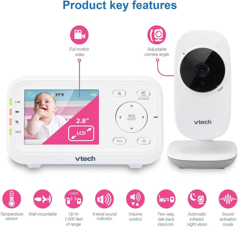 VTech VM3252 2.8'' Digital Video Baby Monitor Night Vision Volume Control (New)