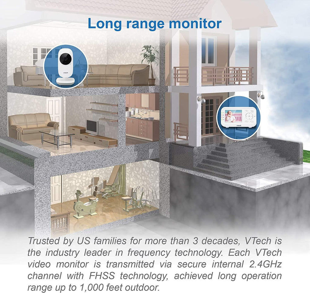VTech VM3252 2.8'' Digital Video Baby Monitor Night Vision Volume Cont
