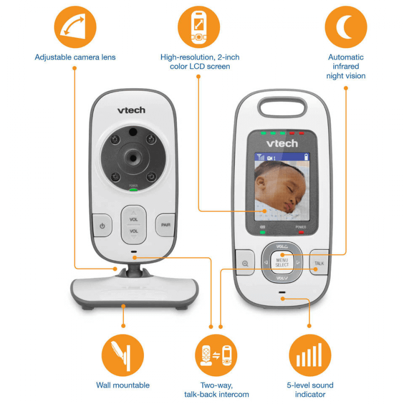 VTech VM312  2.0'' LCD Video Baby Monitor Night Vision Pan & Tilt (Renewed)