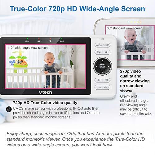 VTech VM901 Video Baby Monitor 5'' 1080p HD 360 Degree Pan & Tilt Camera Wi-Fi (Renewed)