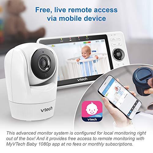 VTech VM901 Video Baby Monitor 5'' 1080p HD 360 Degree Pan & Tilt Camera Wi-Fi (Renewed)