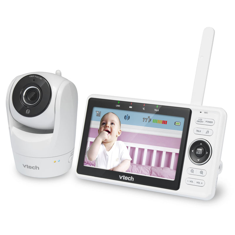 VTech VM901 Video Baby Monitor 5'' 1080p HD 360 Degree Pan & Tilt Camera Wi-Fi (Renewed)