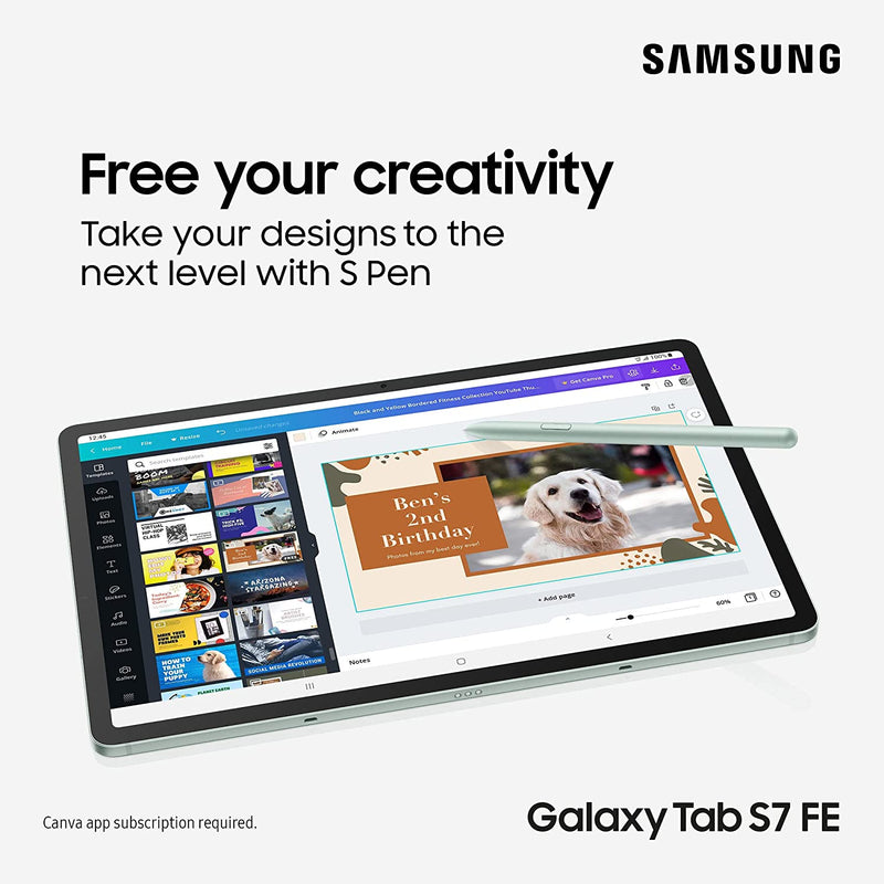Samsung Galaxy Tab S7 FE 12.4'' 128GB Wi-Fi Android Tablet Mystic Green (Renewed)