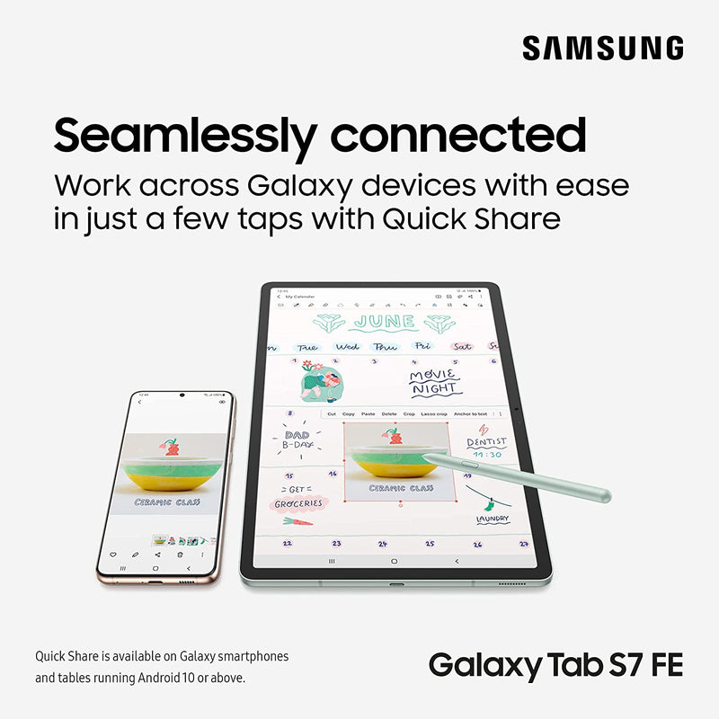 Samsung Galaxy Tab S7 FE 12.4'' 128GB Wi-Fi Android Tablet Mystic Green (Renewed)