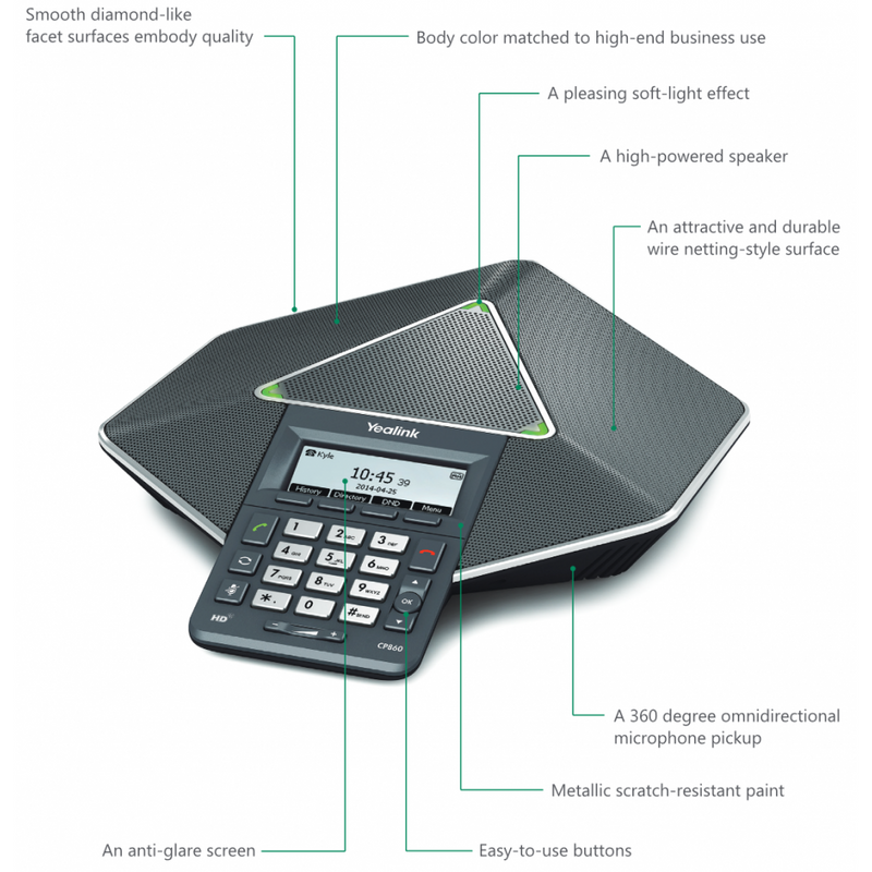 Yealink VoIP Conference Phone CP860 With 2 CPE80 Expansion Microphones HD Audio (New)