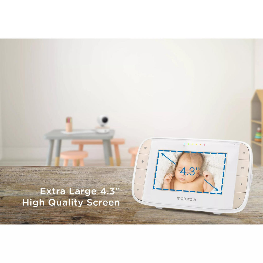 Motorola MBP44 Digital Audio Video Baby Monitor 4.3 Screen Zoom Ni