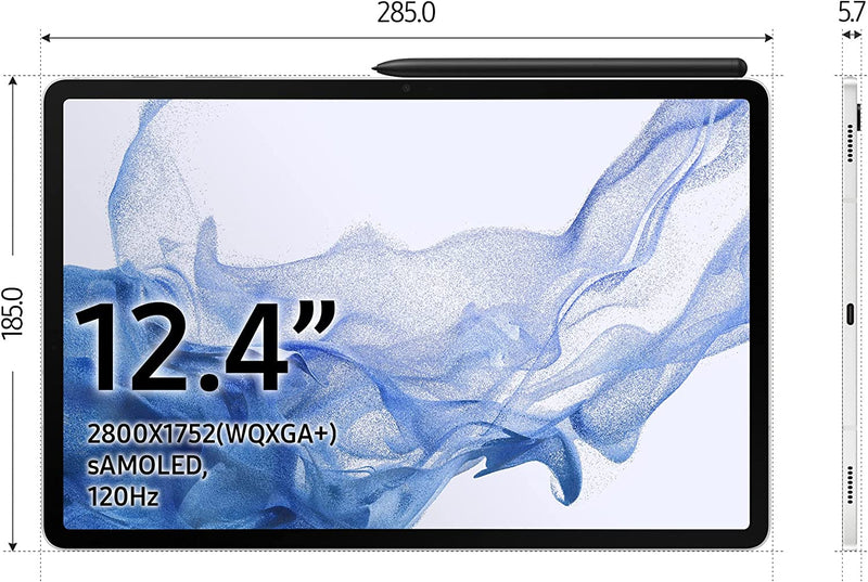 Samsung Galaxy Tab S8+ 12.4'' 256GB 8GB Wi-Fi Tablet Silver SM-X800NZSBEUB (New / Open Box)