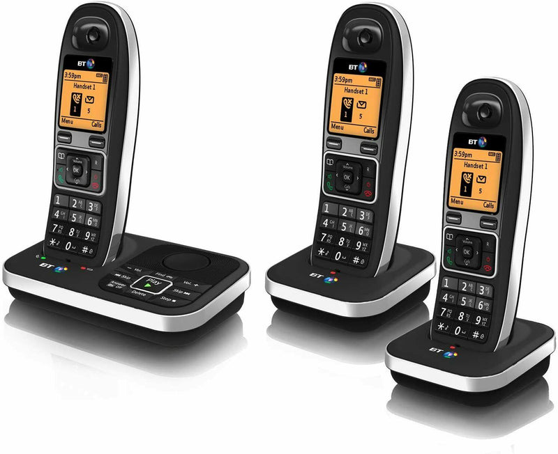 BT Digital Cordless Phone 7610 Trio Answering Machine Nuisance Call Bl