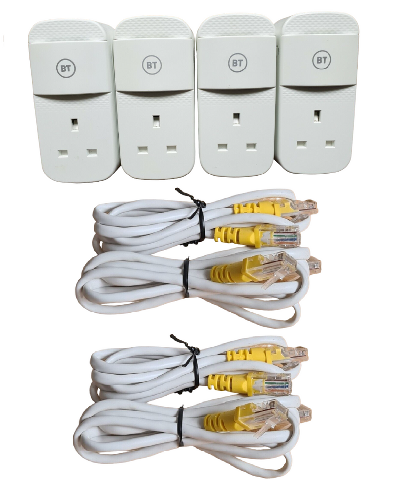 4 x BT Mini Connectors Version2 1000Mbps 1GB Powerline Adapters Gigabit Ethernet (New)