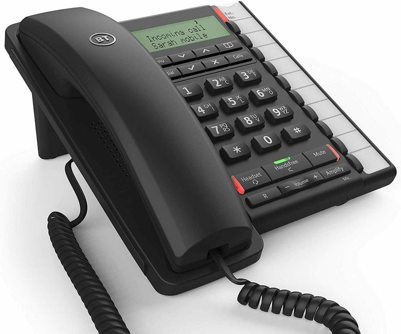 BT Converse 2300 Corded Desk Telephone 3 Line LCD Display With Caller ID Black (New)