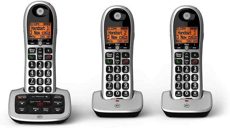 BT 4600 Trio Digital Cordless Phone Big Button Call Blocking Answering Machine (New)