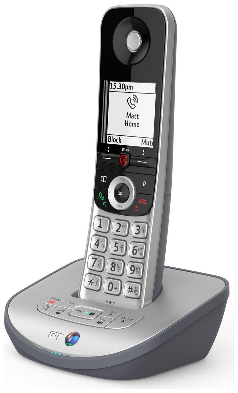 BT Advanced Z Single Cordless Home Phone Answering Machine Call Blocker Silver (Renewed)