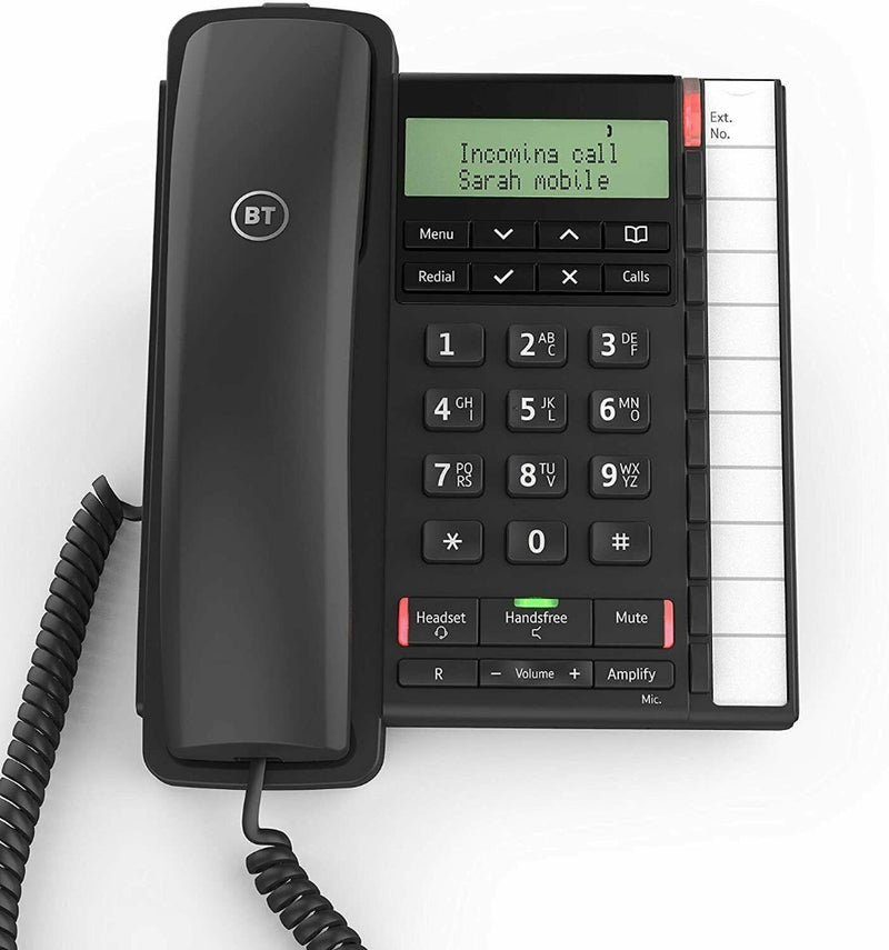 BT Converse 2300 Corded Desk Telephone 3 Line LCD Display With Caller ID Black (Renewed)