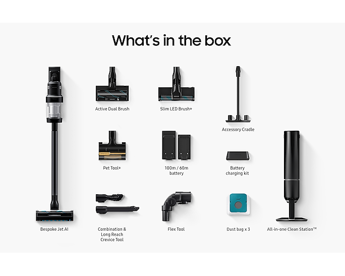 Samsung Cordless Vacuum Cleaner Stick Bespoke Jet AI 280W VS28C9784QK/EU (Renewed)