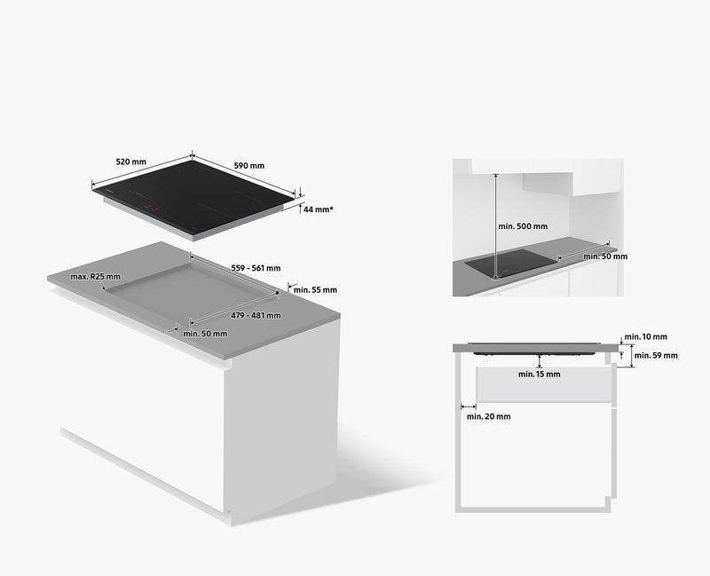 Samsung Induction Hob Slim Fit Ceramic Glass 60cm Flex Zone Plus NZ64B6056GK/U1 (New)