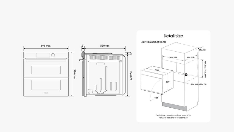 Samsung Smart Oven 76L Series 4 With Dual Cook Flex Black Glass NV7B4355VAK/U4 (New)