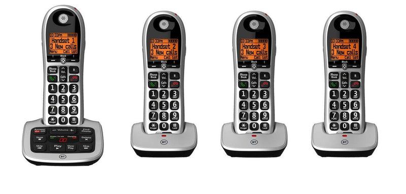 BT Home Cordless Phone 4600 Quad Big Button Call Blocker Answering Machine (New)
