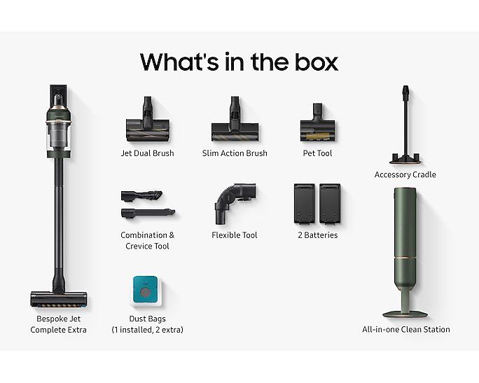 Samsung Vacuum Cleaner Bespoke Jet Complete Extra Woody Green VS20A95943N/EU (Renewed)