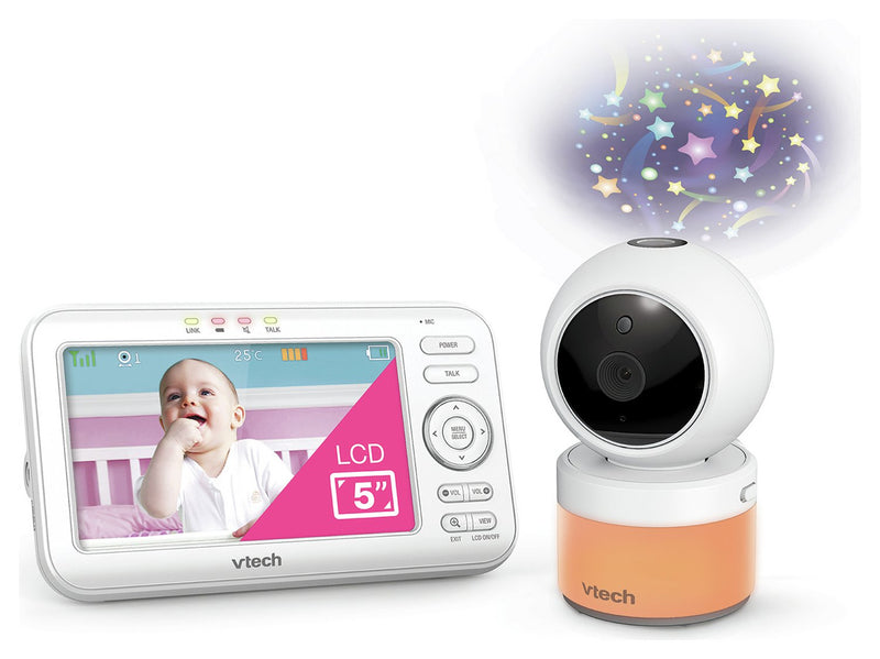VTech VM5463 5 Inch Pan Tilt Video Monitor With Night Light And Projection (Renewed)