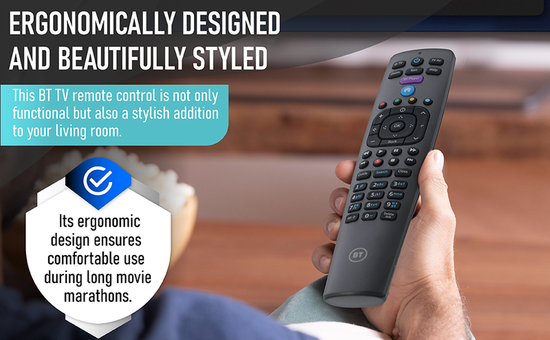 BT Remote Control Latest Ergonomic Replacement For Freeview, BT TV & BT Youview (New)