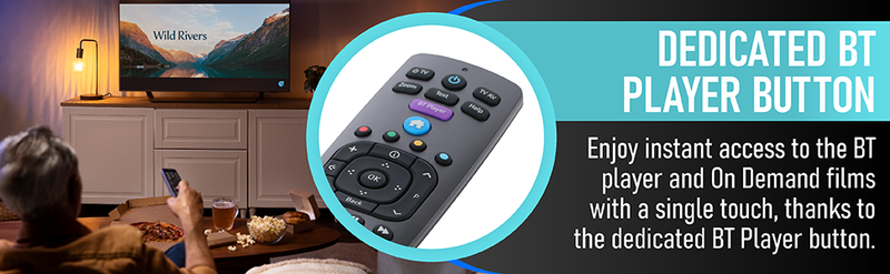 BT Remote Control Latest Ergonomic Replacement For Freeview, BT TV & BT Youview (New)