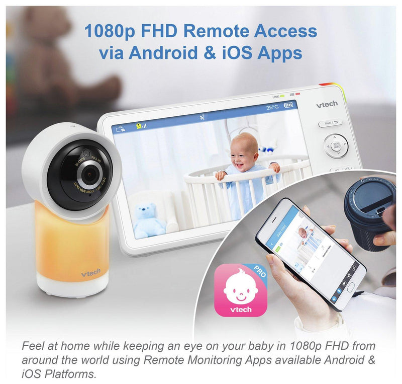 VTech RM7766 HD 7'' Wi-Fi 1080p Pan And Tilt Smart Video Baby Monitor (Renewed)