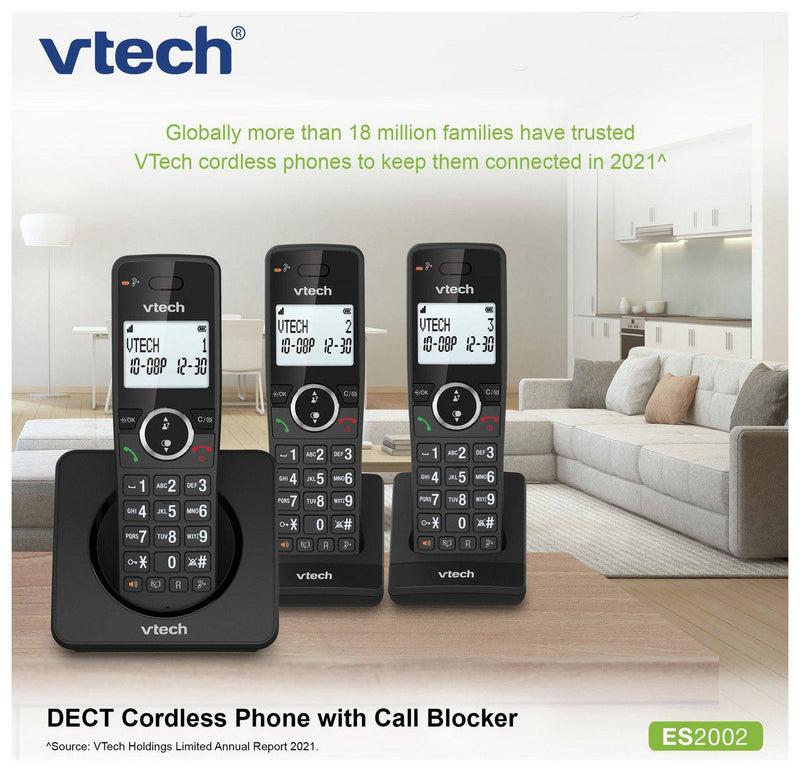 VTech Digital Cordless Phone ES2002 Trio Speakerphone Nuisance Call Blocker (Renewed)