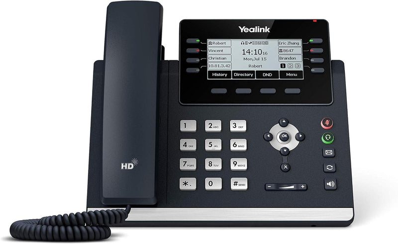 Yealink SIP-T43U Feature Rich IP PoE Corded Phone Optima HD Voice 3.7'' Display (Renewed)