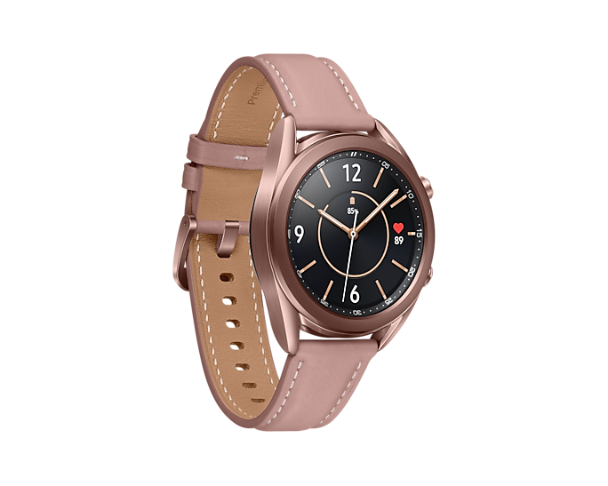 Samsung Galaxy Watch 3 LTE Bluetooth Wi-Fi GPS Mystic Bronze 41mm Leather Band (Renewed)