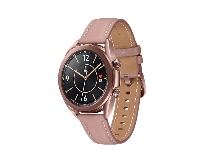 Samsung Galaxy Watch 3 LTE Bluetooth Wi-Fi GPS Mystic Bronze 41mm Leather Band (Renewed)