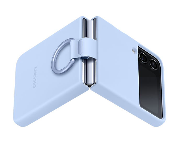 Samsung Galaxy Z Flip4 Silicone Phone Cover With Ring Arcticblue EF-PF721TLEGWW (New / Open Box)