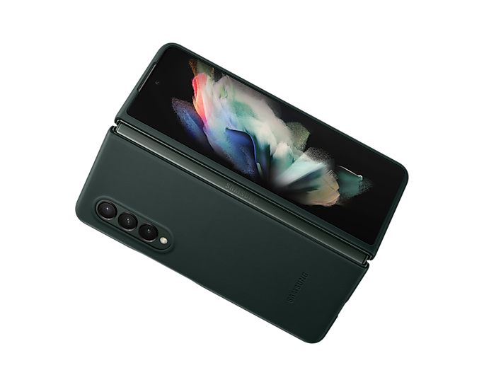 Samsung Galaxy Z Fold3 5G Leather Mobile Phone Cover Green EF-VF926LGEGWW (New / Open Box)