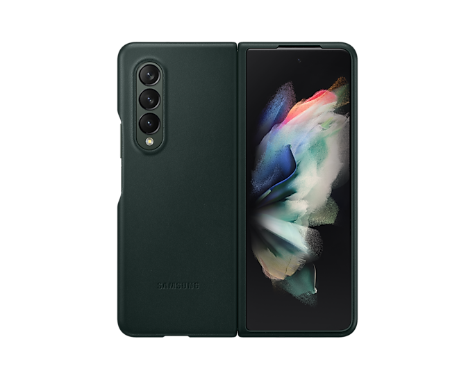 Samsung Galaxy Z Fold3 5G Leather Mobile Phone Cover Green EF-VF926LGEGWW (New / Open Box)