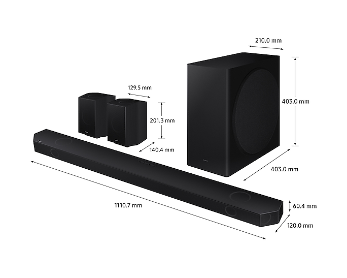 Samsung 9.1.4Ch Soundbar With Subwoofer Rear Speakers Alexa Built-In HW-Q930B/XU (New / Open Box)