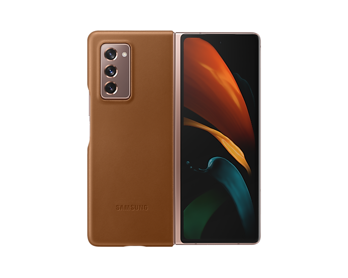 Samsung Galaxy Z Fold2 5G Leather Mobile Phone Cover Brown (Renewed)
