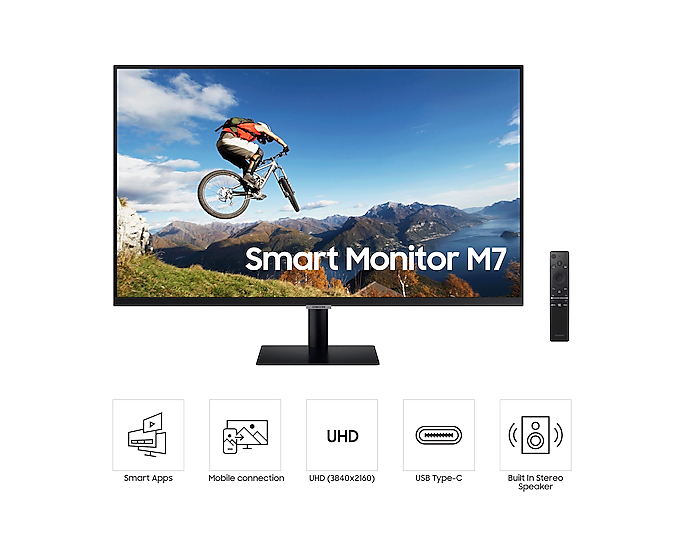 Samsung  32'' LS32AM700UUXEN UHD LED Monitor With Speakers And Remote (Renewed)